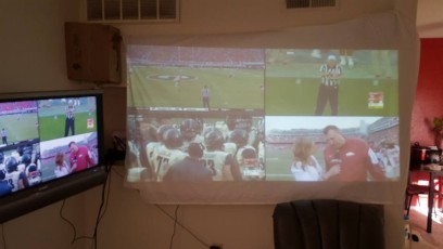 First time using the projector in Kallie's apartment.