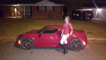 Kallie in front of my buddy's car