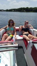 Kallie and Aariana having fun on the boat