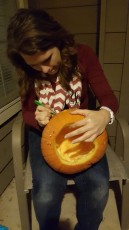 Kallie Working on the Portal Pumpkin!