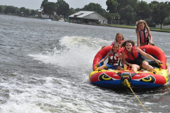 Kallie having family fun on the tube