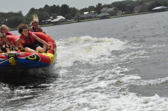 Kallie having family fun on the tube
