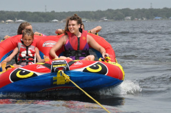 Kallie having family fun on the tube