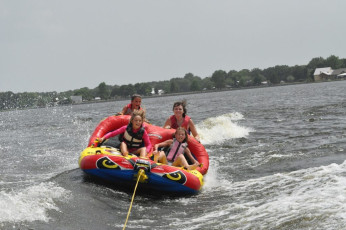 Kallie having family fun on the tube