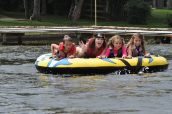 Kallie having family fun on the tube