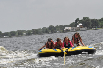 Kallie having family fun on the tube