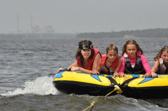 Kallie having family fun on the tube