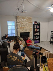 Friends watching the game